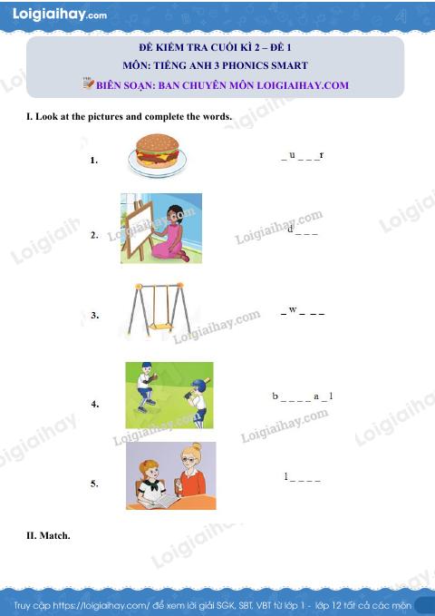 5 đề thi học kì 2 Tiếng Anh 3 phonics smart có đáp án và lời giải chi tiết